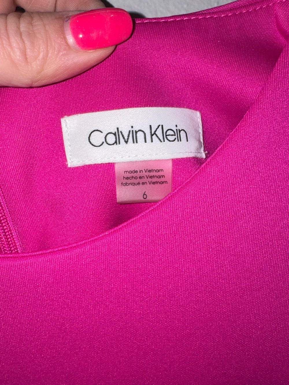 Calvin Klein Hot Pink Midi Sheath with Black Trim - Picture 2 of 3